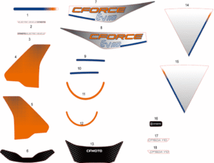 Nálepky (INJECTED PEARL WHITE, LAVA ORANGE)