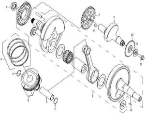 CRANKSHAFT, PISTON, BALANCER