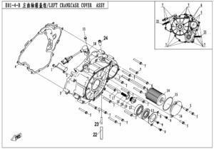E01‑4-B LEFT CRANKCASE COVER ASSY.(WITH RECOIL START,NEW)