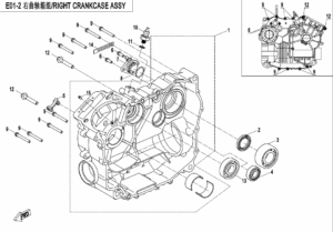 E01-2 RIGHT CRANKCASE ASSY.