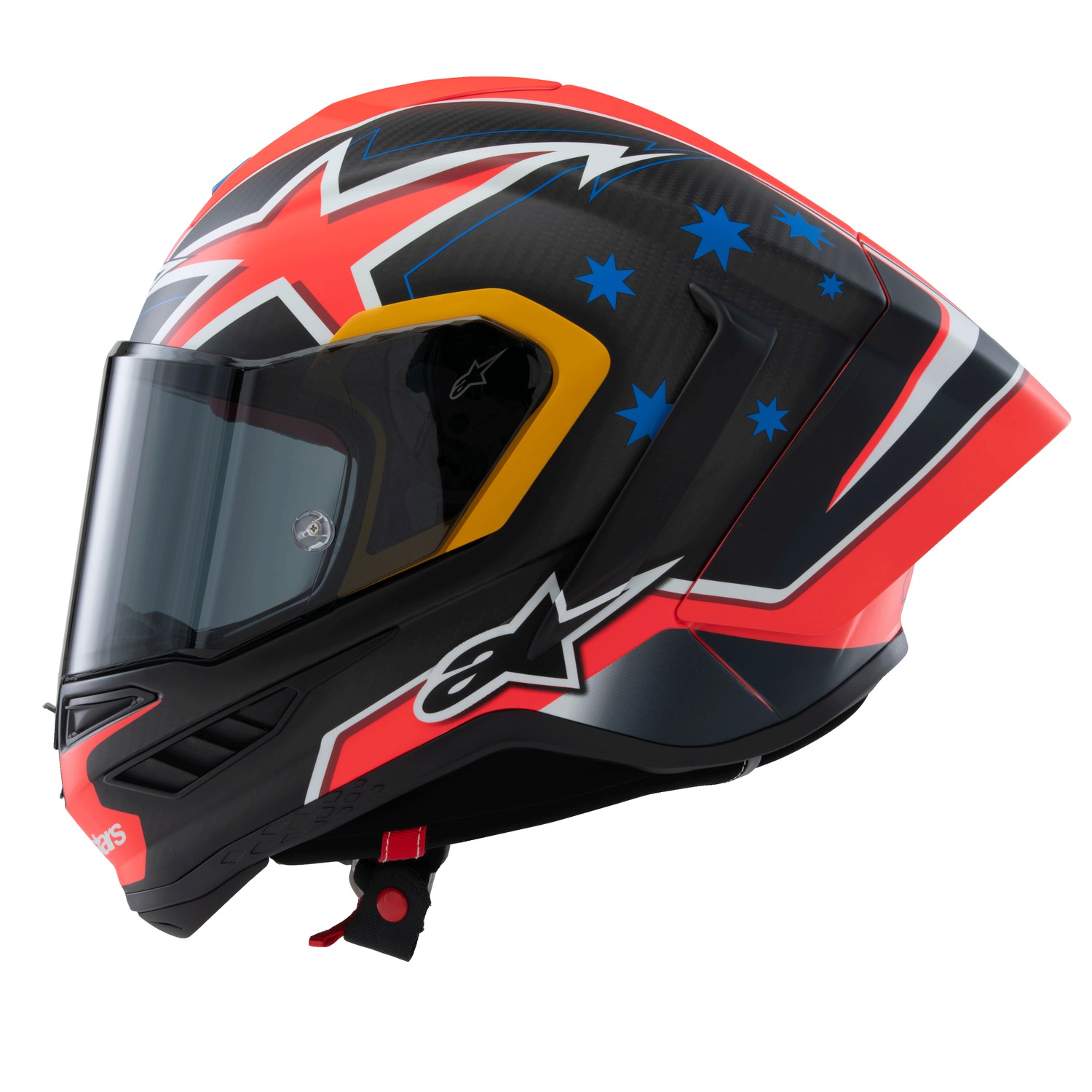 přilba SUPERTECH R10 limitovaná edice JACK MILLER, ALPINESTARS (matný karbon/červená/modrá/žlutá/bílá) - Obrázek 2