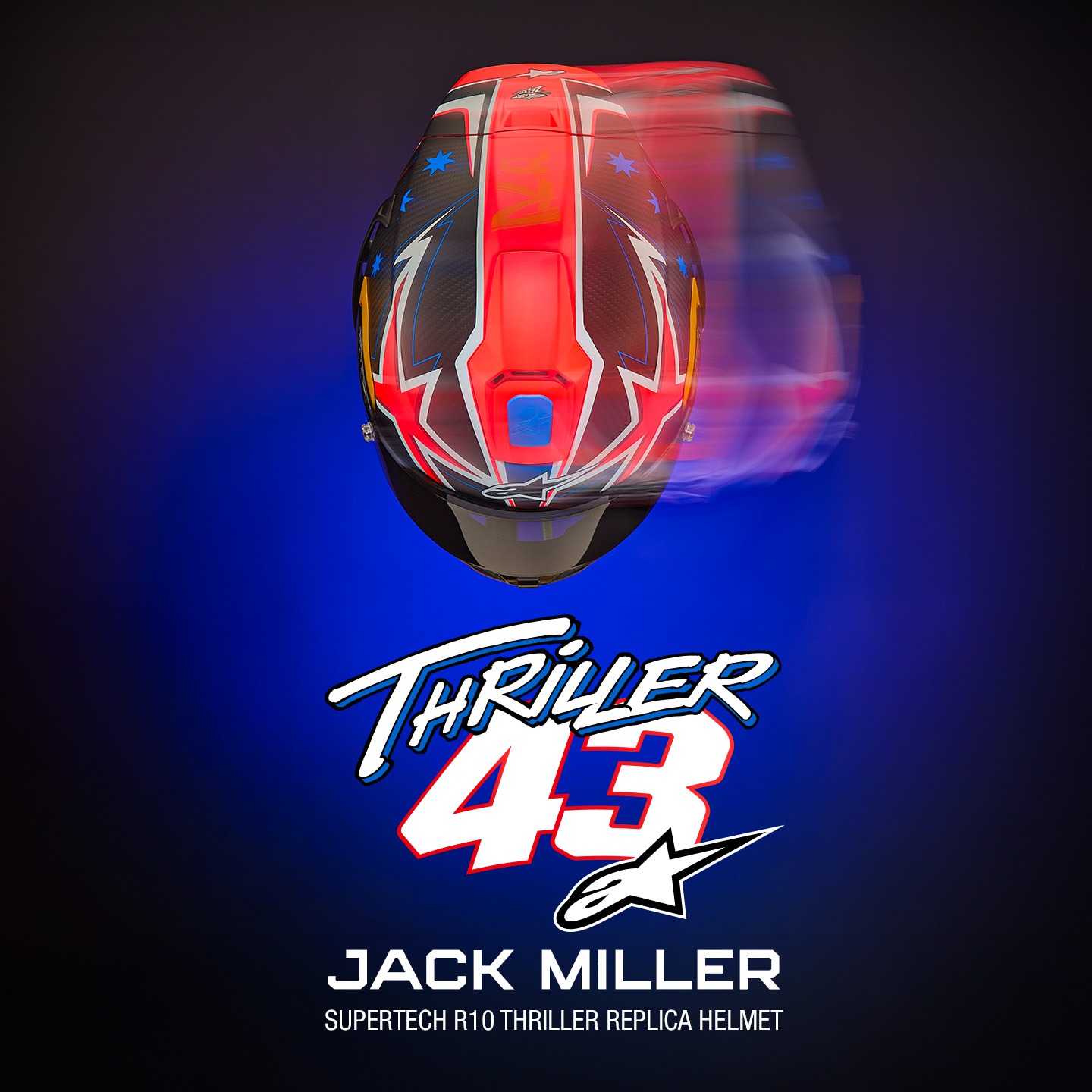 přilba SUPERTECH R10 limitovaná edice JACK MILLER, ALPINESTARS (matný karbon/červená/modrá/žlutá/bílá) - Obrázek 4