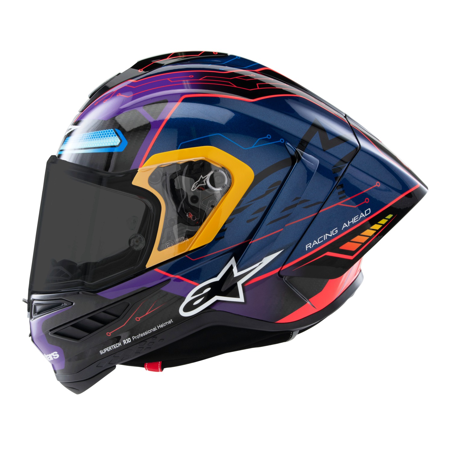 přilba SUPERTECH R10 limitovaná edice MARTINATOR JORGE MARTIN, ALPINESTARS (modrá/fialová/červená/žlutá) - Obrázek 2