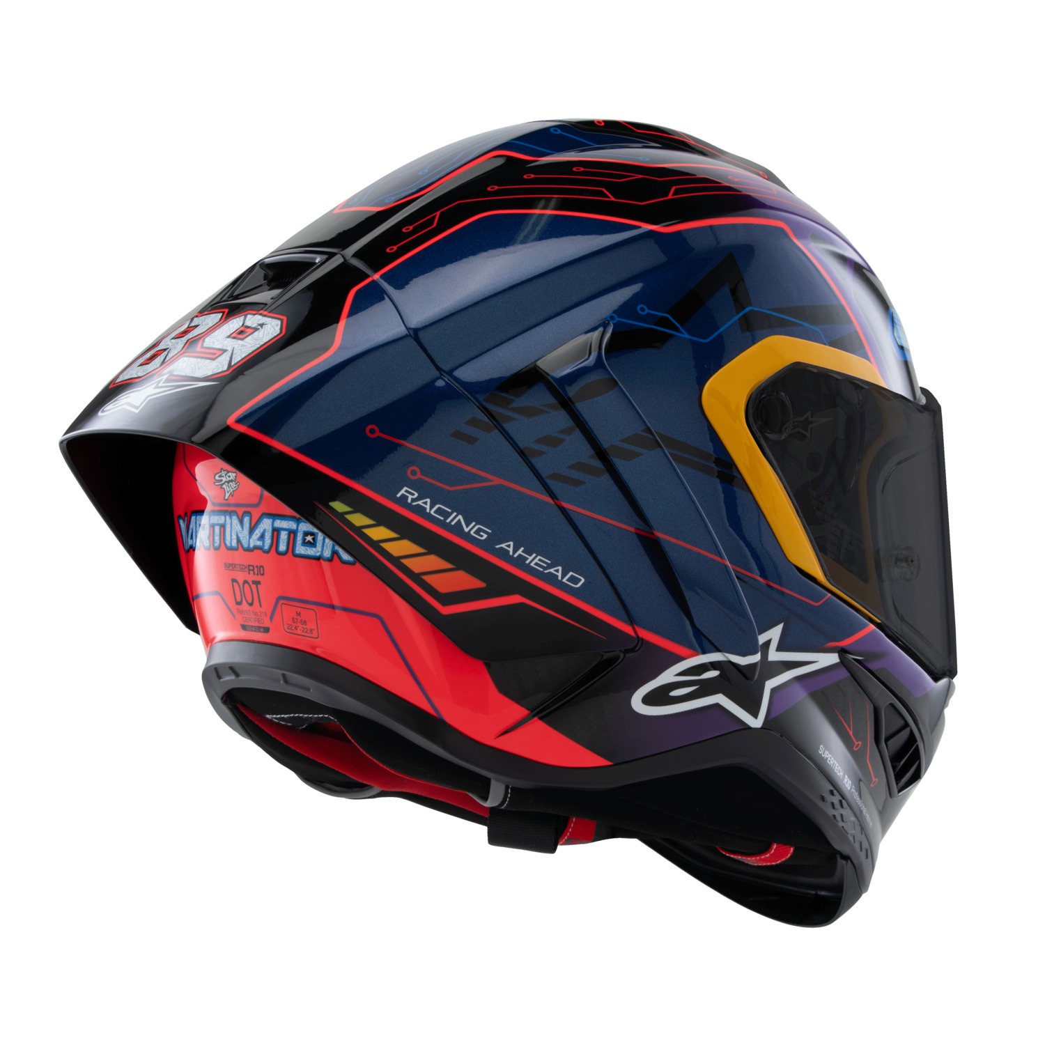přilba SUPERTECH R10 limitovaná edice MARTINATOR JORGE MARTIN, ALPINESTARS (modrá/fialová/červená/žlutá) - Obrázek 4