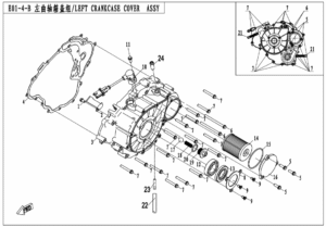 E01-4-B LEFT CRANKCASE COVER ASSY.(WITH RECOIL START)