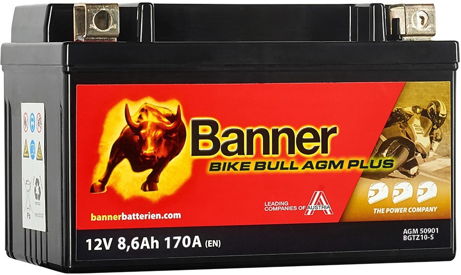 baterie AGM PLUS 12V, BGTZ10-S, 8,6Ah, 170A, BANNER Bike Bull AGM PLUS 150x86x94
