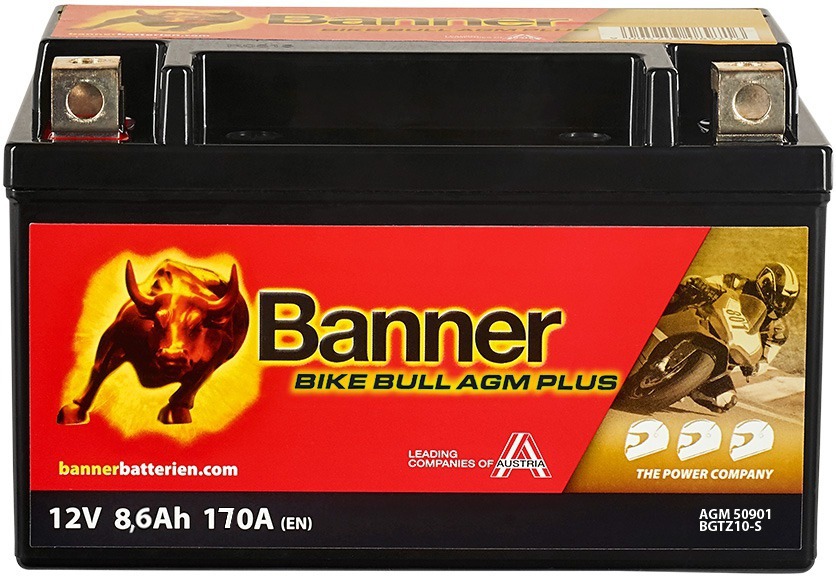 baterie AGM PLUS 12V, BGTZ10-S, 8,6Ah, 170A, BANNER Bike Bull AGM PLUS 150x86x94 - Obrázek 2