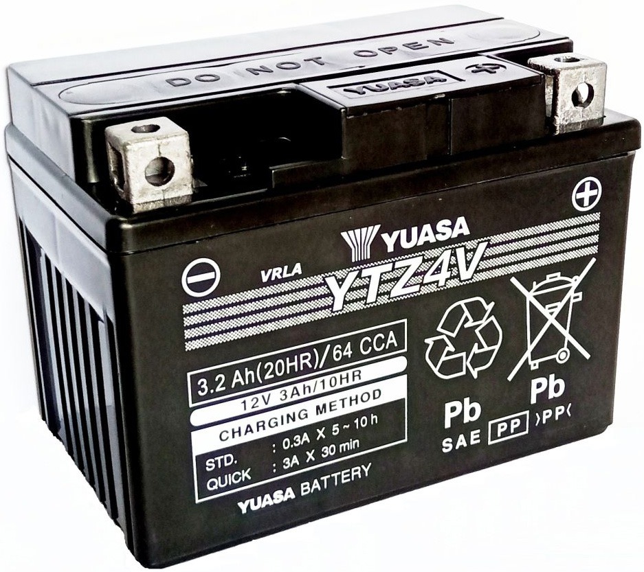 motobaterie 12V, YTZ4V, 3,2Ah, 64A, bezúdržbová SUPER MF AGM 113x70x85, YUASA originál (aktivovaná ve výrobě)