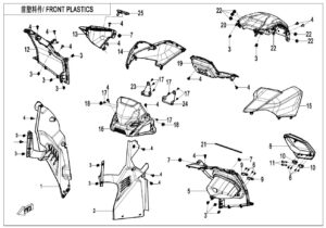 F04-2-C-V2 FRONT PLASTICS(7'' DASHBOARD,WITH GEARSHIFT LOCK)
