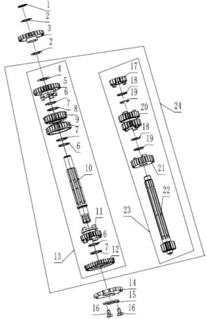 Hlavní hřídel a předlohový hřídel převodovky