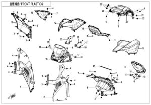 F04-2-A-V3 FRONT PLASTICS(7'' DASHBOARD)