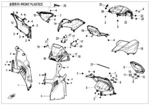 F04-2-D-V2 FRONT PLASTICS(8'' DASHBOARD,WITH GEARSHIFT LOCK)