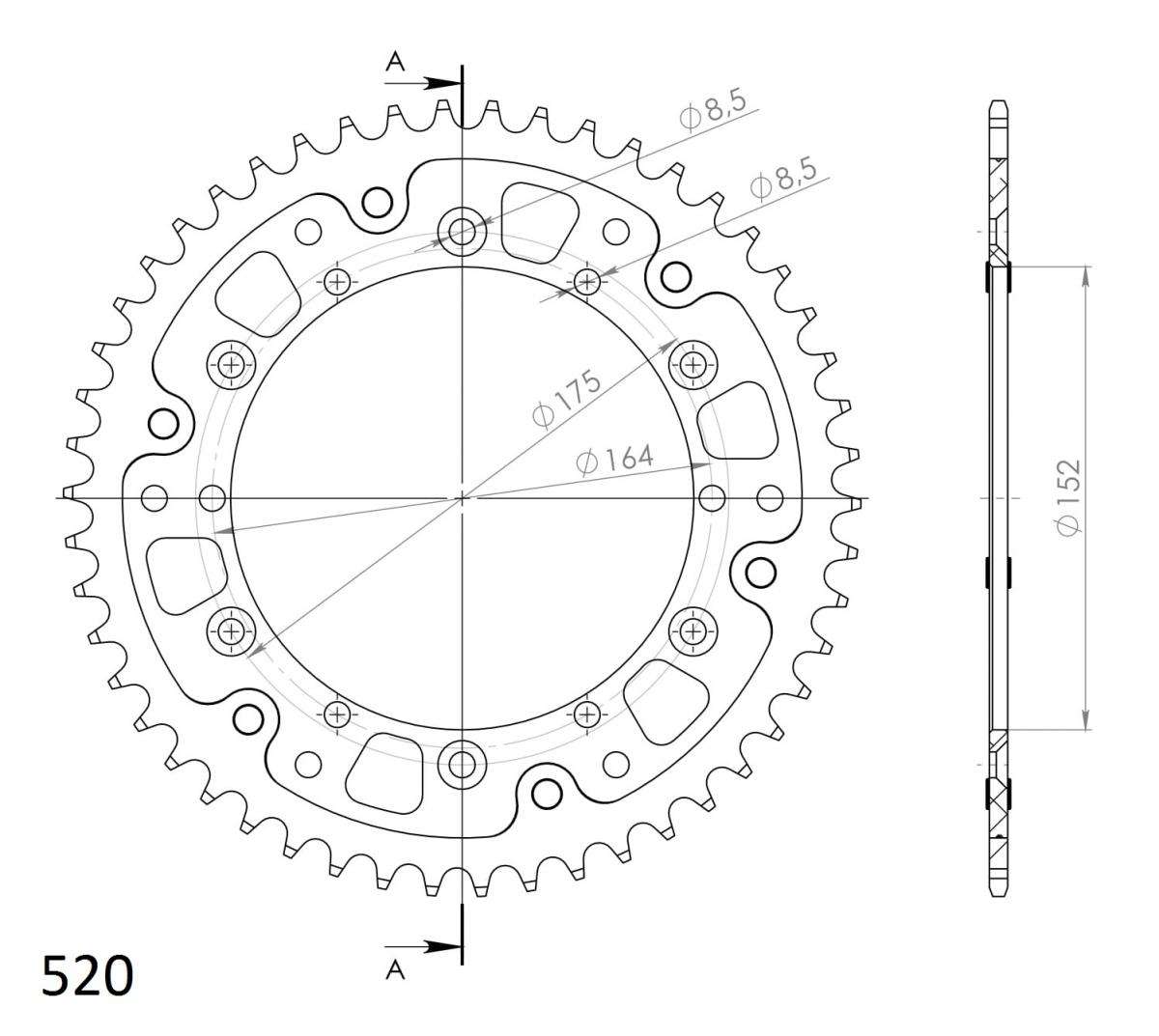 Řetězová rozeta SUPERSPROX STEALTH RST-853:49-RED červená 49 zubů, 520 - Obrázek 2