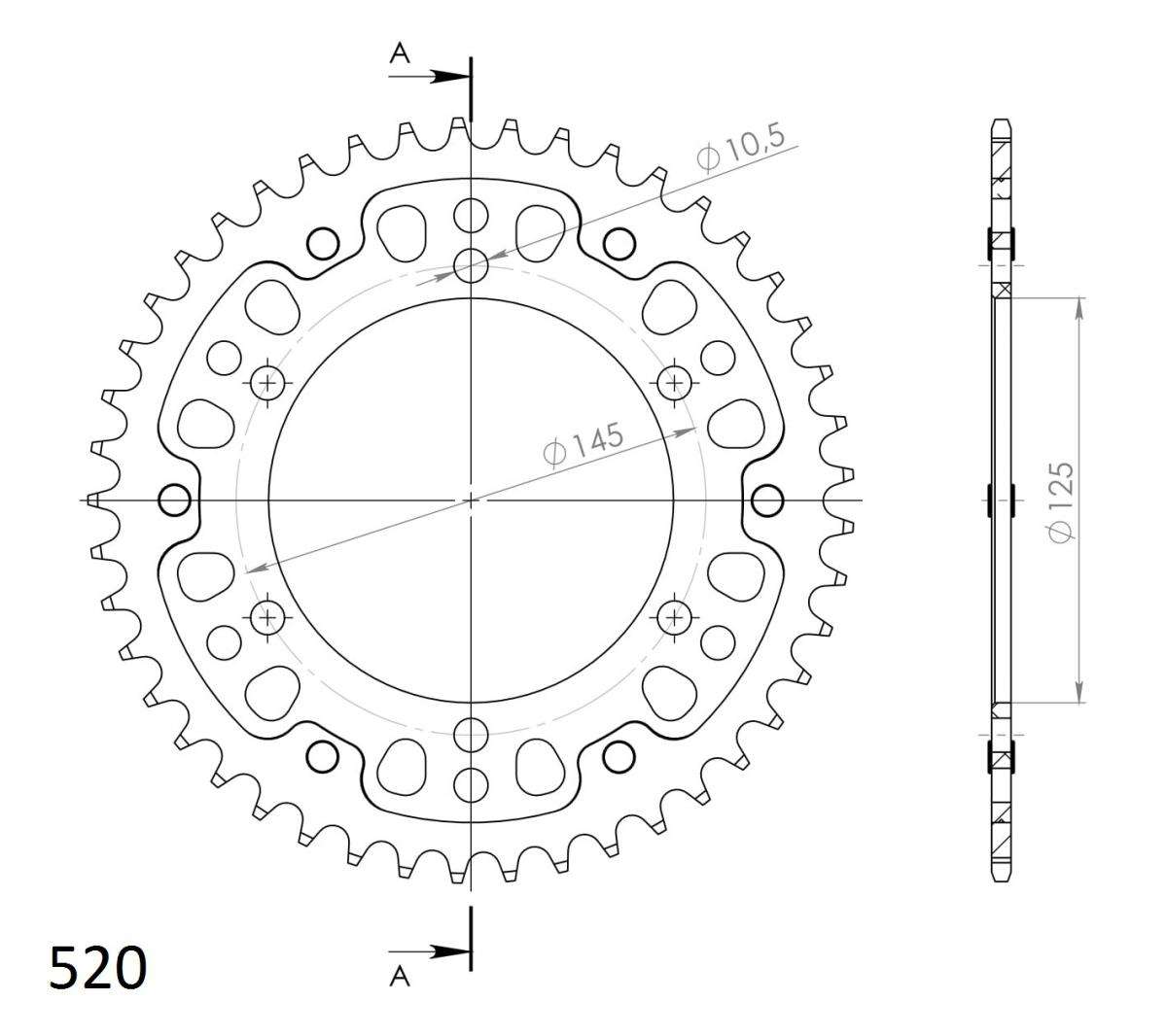 Řetězová rozeta SUPERSPROX STEALTH RST-855:45-RED červená 45 zubů, 520 - Obrázek 2