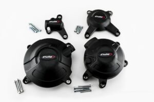 Ochranné kryty motoru PUIG 20128N černý zahrnuje pravý, levý, malý pravý a malý levý krytu pro YAMAHA MT-09 850 / 890 2014-2020, YAMAHA MXT 850 Niken / GT 2018-2023