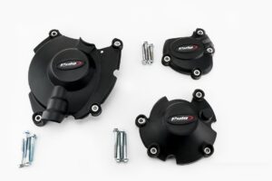 Ochranné kryty motoru PUIG 20142N černý zahrnuje pravý, levý kryt a kryt alternátoru pro YAMAHA MT-10 1000 2016-2019