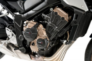 Ochranné kryty motoru PUIG 21367N černý pro HONDA CB 650 R 2021-2026, HONDA CBR 650 R 2021-2024