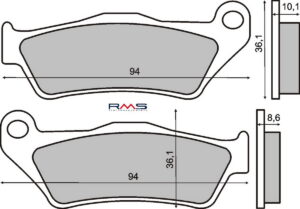 Brzdové destičky RMS 225101380 organické pro BMW R 1150 GS 1999-2004, BMW R 1200 Nine T 2013-2015