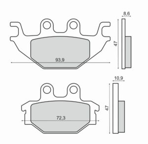 Brzdové destičky RMS 225103070 organické pro ATV KYMCO MXU 250 2005-2011, YAMAHA YZF-R 125 2008-2013