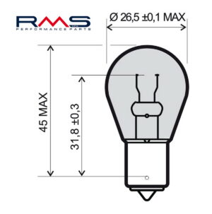 Přední světlo RMS 246510195 BA15S S25 12V 21W
