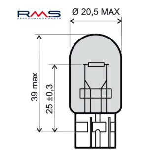 Žárovka RMS 246510385 12V 21W, T20 bílá