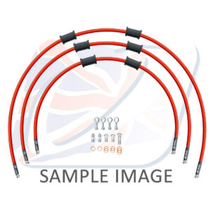 STANDARD Hadice přední brzdy sada Venhill POWERHOSEPLUS YAM-9004F-RD (3 hadice v sadě) červené hadice, chromové koncovky