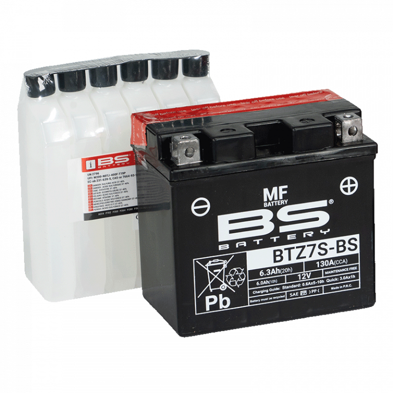 Bezúdržbová motocyklová baterie - max. 20° náklon BS-BATTERY BTZ7S-BS (YTZ7S-BS)