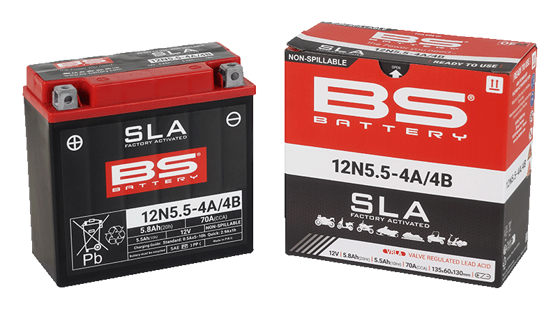 Továrně aktivovaná motocyklová baterie BS-BATTERY 12N5.5-4A (FA) SLA - Obrázek 2