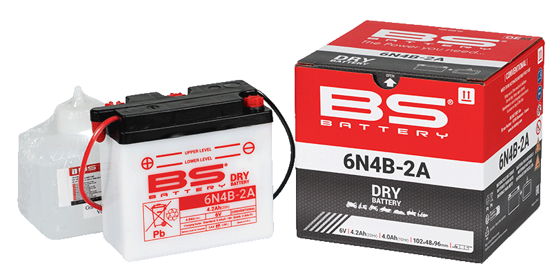 Konvenční motocyklová baterie BS-BATTERY 6N4B-2A Včetně balení kyseliny - Obrázek 2