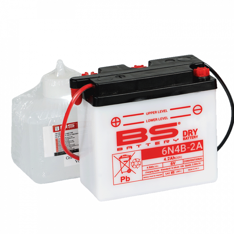 Konvenční motocyklová baterie BS-BATTERY 6N4B-2A Včetně balení kyseliny
