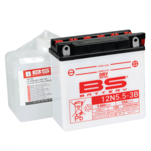 Konvenční motocyklová baterie BS-BATTERY 12N5.5-3B Včetně balení kyseliny