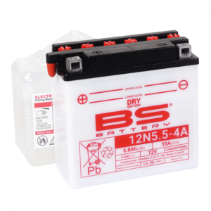 Konvenční motocyklová baterie BS-BATTERY 12N5.5A-3B Včetně balení kyseliny