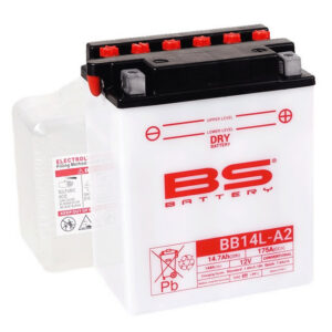 Konvenční motocyklová baterie BS-BATTERY BB14L-A2 (YB14L-A2) Včetně balení kyseliny