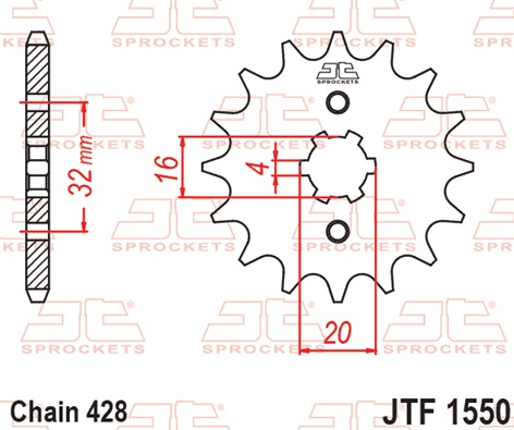 Řetězové kolečko JT JTF 1550-13 13 zubů, 428 - Obrázek 3