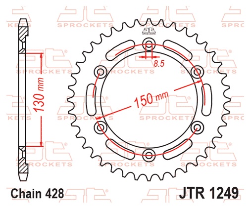 Řetězová sada D.I.D Chain - stříbrný řetěz 428 D, netěsněný, kolečko JT, rozeta JT pro HONDA XLR 125 R 1998-2001 - Obrázek 7