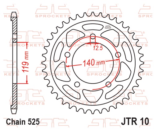 Řetězová rozeta JT JTR 10-44 44 zubů, 525 - Obrázek 3