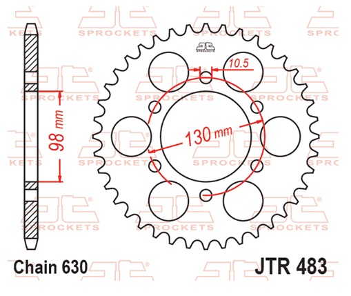 Řetězová rozeta JT JTR 483-33 33 zubů, 630 - Obrázek 3