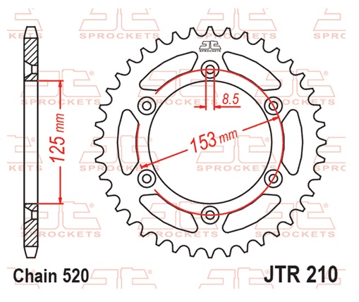Řetězová rozeta JT JTR 210-55 55 zubů, 520 - Obrázek 3