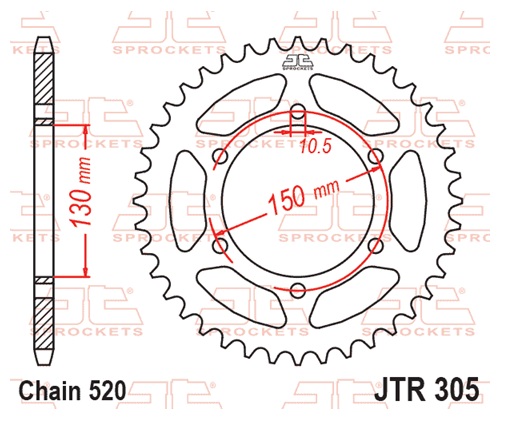 Řetězová rozeta JT JTR 305-46 46 zubů, 520 - Obrázek 3