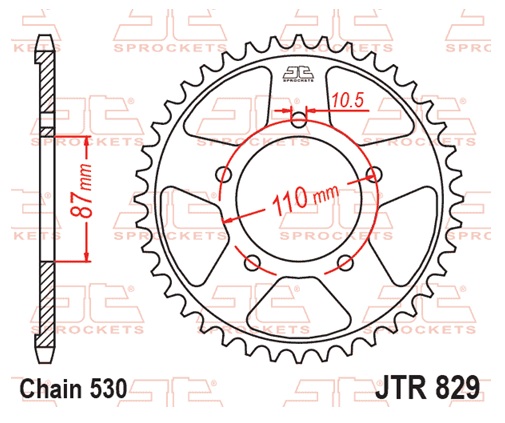 Řetězová rozeta JT JTR 829-42 42 zubů, 530 - Obrázek 3