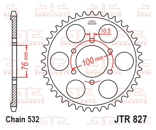 Řetězová rozeta JT JTR 827-44 44 zubů, 532 - Obrázek 3