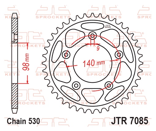 Řetězová rozeta JT JTR 7085-48ZBK 48 zubů, 530 Černý zinek - Obrázek 2