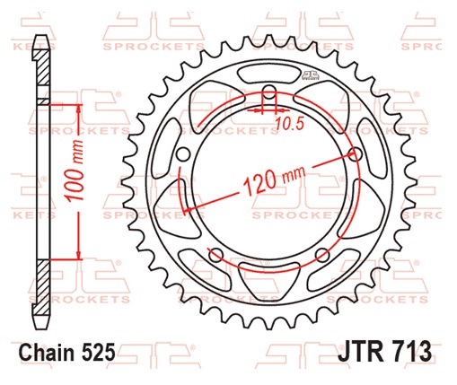 Řetězová rozeta JT JTR 713-40 40 zubů, 525 - Obrázek 3