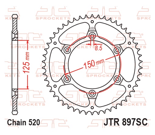 Řetězová sada EK - černý řetěz 520 MVXZ, X-kroužek, kolečko JT pogumované, rozeta JT pro HUSQVARNA Svartpilen 701 2019-2020 - Obrázek 6
