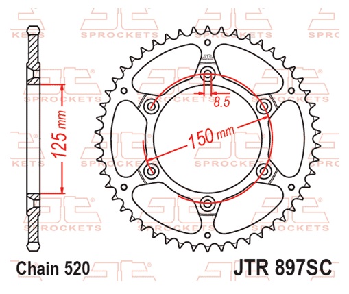 Řetězová sada EK - černý řetěz 520 SRX, X-kroužek, kolečko JT, rozeta JT pro KTM SX-F 450 2020-2023 - Obrázek 7