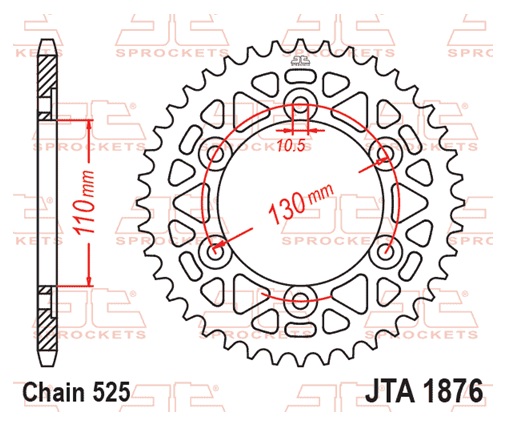 Hliníková řetězová rozeta JT JTA 1876-48BLK 48 zubů, 525 černá - Obrázek 2