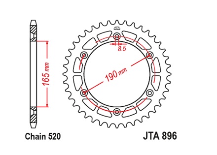 Řetězová sada D.I.D Chain - stříbrný řetěz 428 D, netěsněný, kolečko JT pogumované, hliníková rozeta JT pro KTM MX 125 1990 - Obrázek 6