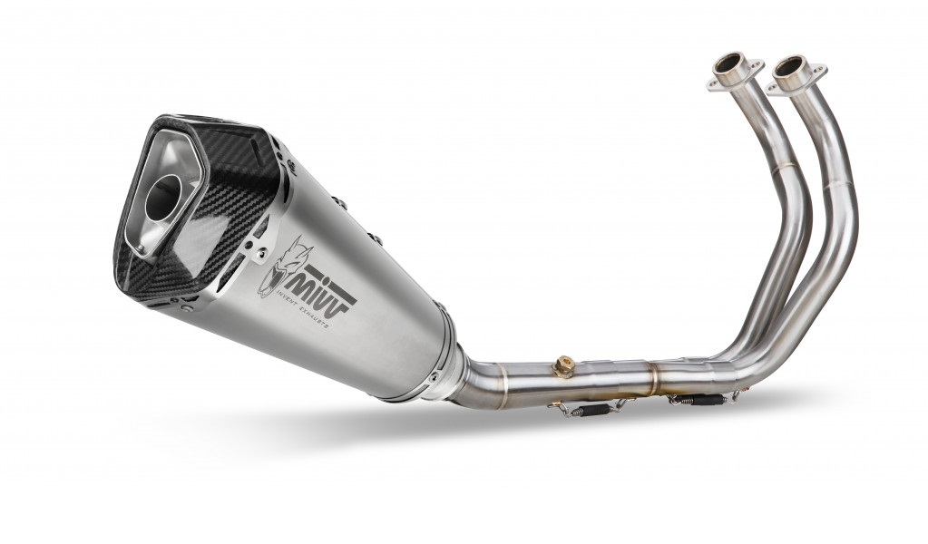 Výfuk kompletní 2x1 MIVV DELTA RACE Y.044.LDRX Stainless Steel / Carbon cap pro YAMAHA MT-07 700 2014-2020