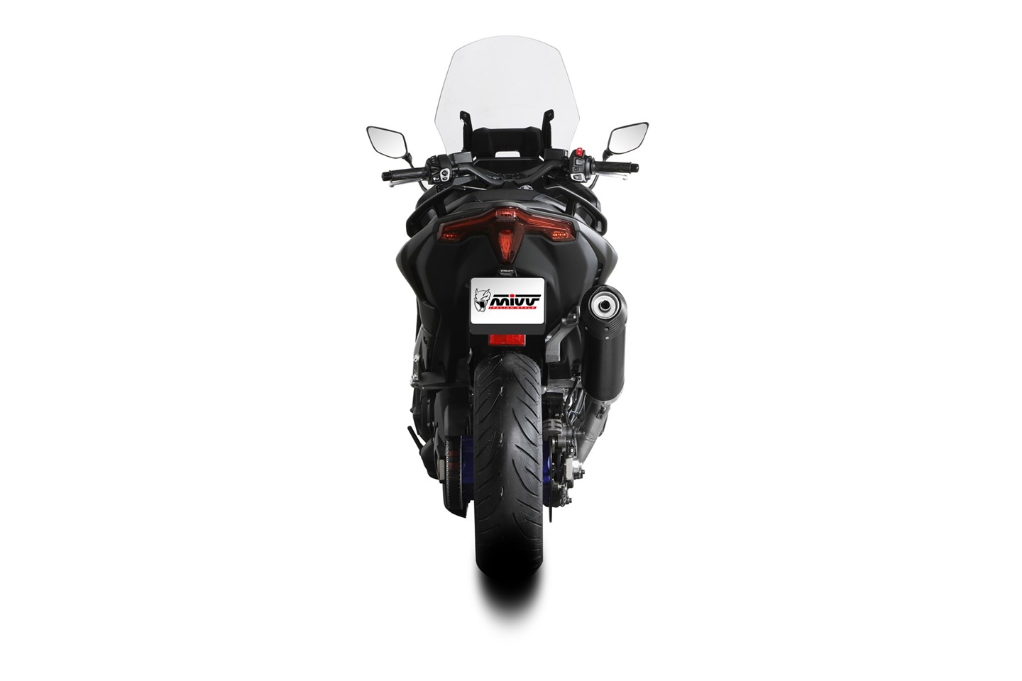 Výfuk kompletní 2x1 MIVV OVAL Y.080.LVC Černý s uhlíkovou koncovkou pro YAMAHA XP 560 T-MAX 2025-2026 - Obrázek 4