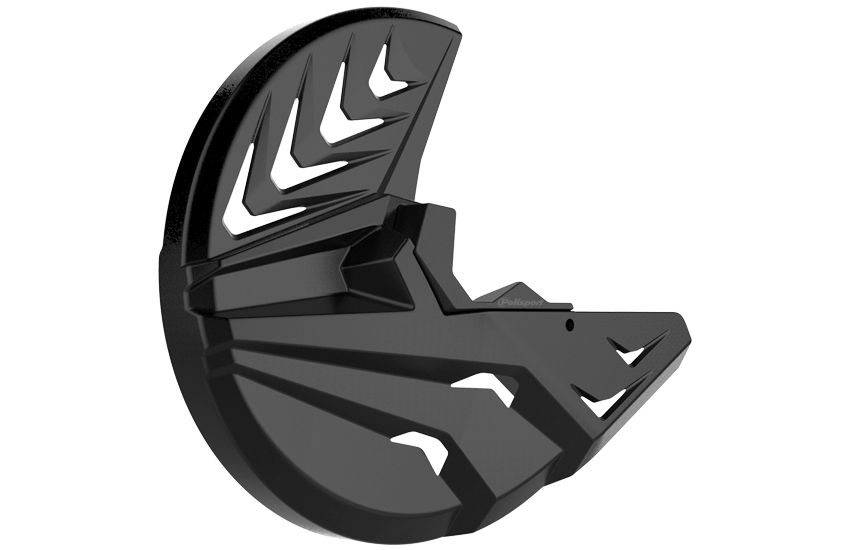Kryt předního brzdového kotouče se spodním krytem vidlice POLISPORT PERFORMANCE 8151100001 černá/černá pro KAWASAKI KX 250 (F) 4T 2013-2020, KAWASAKI KX 450 (F) 2015-2018